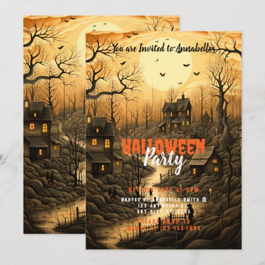 Rustieke Village Vleermuizen Ondergaande Zon Hallo Kaart (Voorkant / Achterkant)