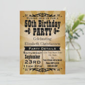Rustieke Vintage 50ste Verjaardagsfeestuitnodiging Kaart (Staand voorkant)