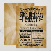 Rustieke Vintage 50ste Verjaardagsfeestuitnodiging Kaart (Voorkant / Achterkant)