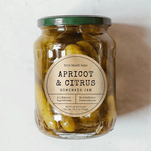 Rustieke Vintage 70cl 1L Preserve Jam Jar Lid Labe Ronde Sticker