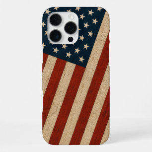 Rustieke vintage Amerikaanse vlag houtstructuur pa iPhone 16 Pro Max Hoesje