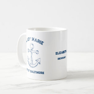 Rustieke Vintage Anker Marineblauwe Naam Haven Koffiemok