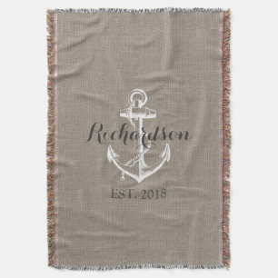 Rustieke Vintage Anker Trouw Monogram Deken