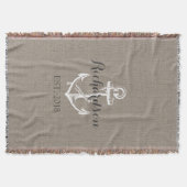 Rustieke Vintage Anker Trouw Monogram Deken (Voorkant)