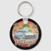 Rustieke Vintage Auto Zomer Vakantie Sleutelhanger (Voorkant)