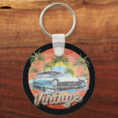 Rustieke Vintage Auto Zomer Vakantie Sleutelhanger (Voorkant)