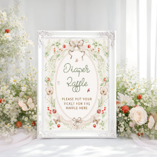 Rustieke Vintage Baby Shower Luiers Verlotterij Poster