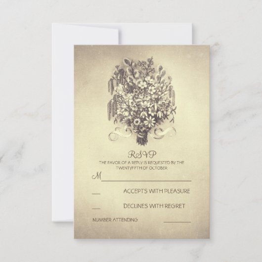Rustieke vintage bruiloft RSVP kaarten Kaartje (Voorkant)