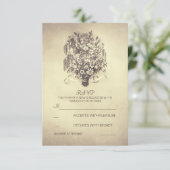 Rustieke vintage bruiloft RSVP kaarten Kaartje (Staand voorkant)