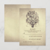 Rustieke vintage bruiloft RSVP kaarten Kaartje (Voorkant / Achterkant)