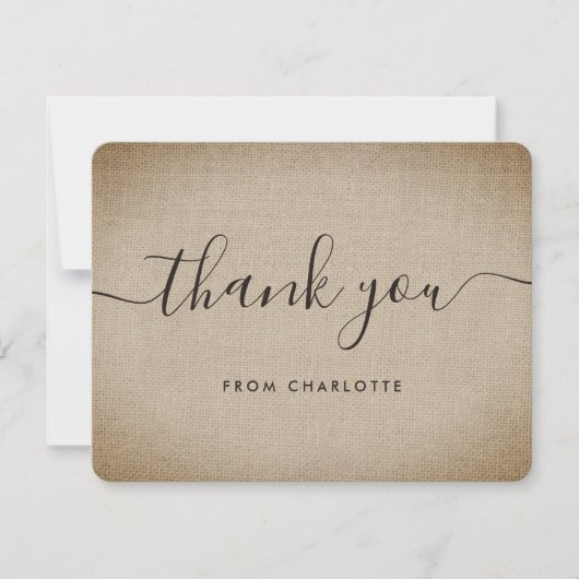 Rustieke Vintage Bruine Jute Trouwfeest Verjaardag Bedankkaart (Voorkant)