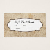 Rustieke Vintage Cadeaubon Visitekaartje (Achterkant)