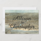 Rustieke Vintage Chicago Kaart Trouwuitnodiging (Voorkant)