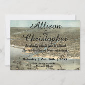 Rustieke Vintage Chicago Kaart Trouwuitnodiging (Achterkant)