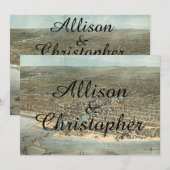 Rustieke Vintage Chicago Kaart Trouwuitnodiging (Voorkant / Achterkant)