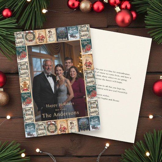 Rustieke Vintage Christmas Collage Fotovakantie Kaart