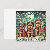 Rustieke Vintage Christmas Terrier Yorkshire Dog Feestdagenkaart (Voorkant / Achterkant)