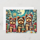 Rustieke Vintage Christmas Terrier Yorkshire Dog Feestdagenkaart (Voorkant / Achterkant)