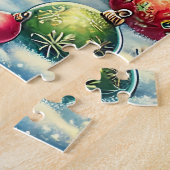 Rustieke Vintage Christmas Terrier Yorkshire Dog Legpuzzel (Zijkant)