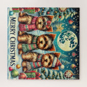 Rustieke Vintage Christmas Terrier Yorkshire Dog Legpuzzel (Horizontaal)