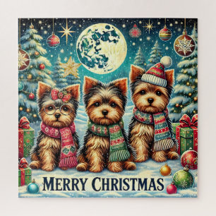 Rustieke Vintage Christmas Terrier Yorkshire Dog Legpuzzel