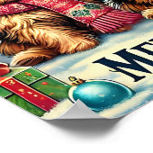 Rustieke Vintage Christmas Terrier Yorkshire Dog Poster (Hoek)