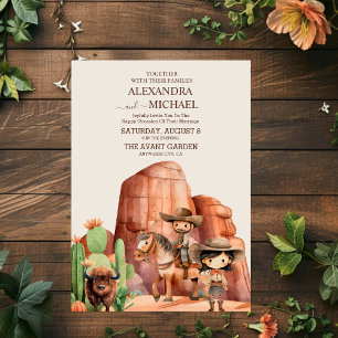 Rustieke Vintage Cowboy Trouwfeest Paard Cactus Kaart