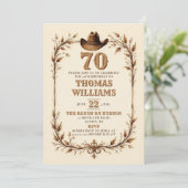 Rustieke Vintage Cowboy Western Blad 70e Verjaarda Kaart (Staand voorkant)