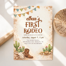 Rustieke Vintage Eerste Rodeo Cowboy 1e Verjaardag Kaart