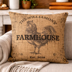 Rustieke Vintage Familienaam Boerderij Haan Kussen