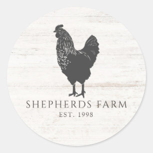 Rustieke Vintage Haan Houten Boerderij Productlabe Ronde Sticker