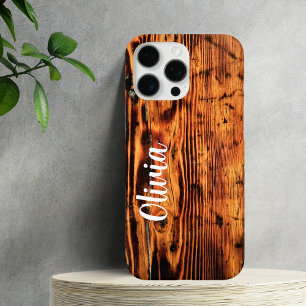 Rustieke Vintage Hout & Aangepaste Naam,Minimalist iPhone 16 Pro Max Hoesje