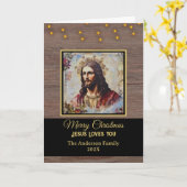 Rustieke Vintage Jesus Merry Christmas Kaart (Gele Bloem)