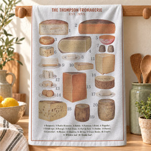 Rustieke Vintage Kaas Chart Familienaam Theedoek