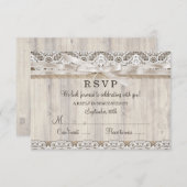Rustieke Vintage Kant & Houten Trouw RSVP (Voorkant / Achterkant)