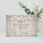 Rustieke Vintage Kant Houten Trouwverlichting RSVP (Staand voorkant)