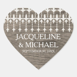 Rustieke Vintage Kant Schuur Houten Hart Typografi Hart Sticker