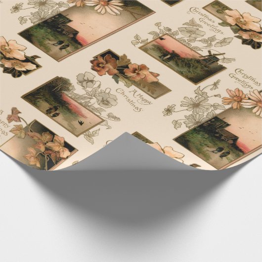 Rustieke Vintage Kerst Zonsondergang Dorpen w / Bl Cadeaupapier (Hoek)