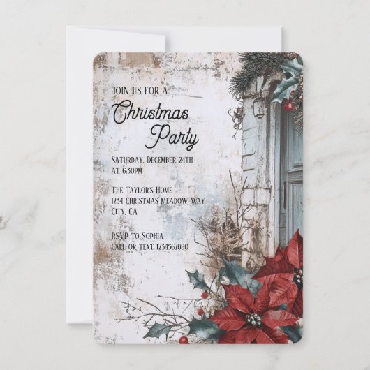 Rustieke Vintage Kerstdiner Party Kaart (Voorkant)