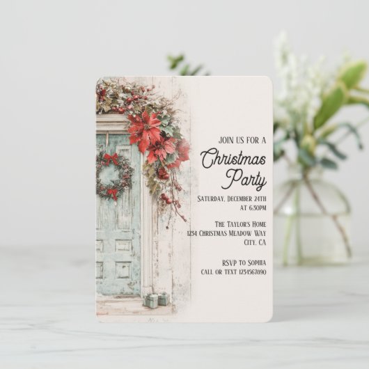 Rustieke Vintage Kerstdiner Party Kaart (Staand voorkant)