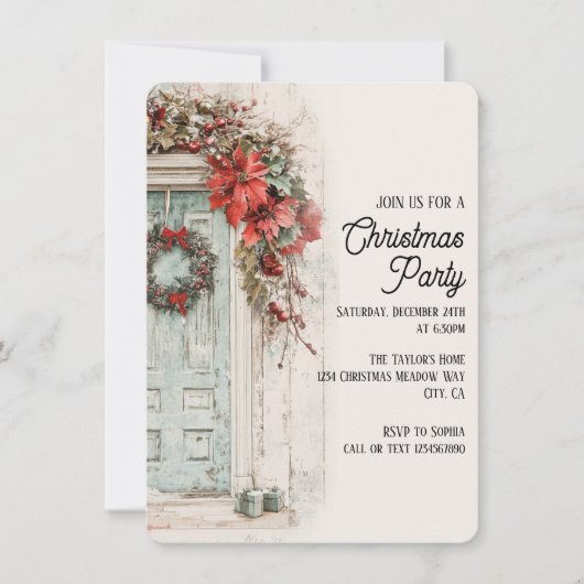 Rustieke Vintage Kerstdiner Party Kaart (Voorkant)
