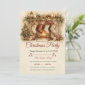 Rustieke Vintage Kerstfeest Kaart (Staand voorkant)