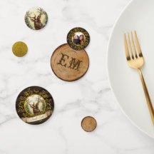 Rustieke Vintage Kersthert Foto Gouden Monogram