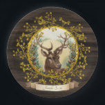 Rustieke Vintage Kersthert Persoonlijk Feest Papieren Bordje<br><div class="desc">Feestelijke winterherten op een rustige houten achtergrond met een gouden bes stijl krans op deze winter vakantie feest,  evenement item. Pas de tekst aan om aan uw unieke behoeften te voldoen. Dit item kan worden gebruikt voor kerstfeesten,  baby- of bruidsfeestjes of andere evenementen die plaatsvinden in de wintermaanden.</div>