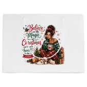 Rustieke Vintage Kerstmis Rood Groen Cadeautas Ont (Voorkant)