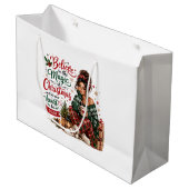 Rustieke Vintage Kerstmis Rood Groen Cadeautas Ont (Voorkant Gekanteld)