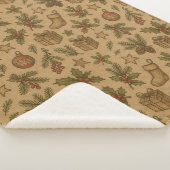 Rustieke, vintage kerstpatroon sherpa deken (3/4)