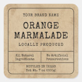 Rustieke Vintage Kleine Honey Jam Jar Square Label (Voorkant)
