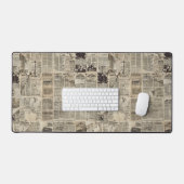 Rustieke Vintage Krantenpatchworkcollage Bureaumat (Keyboard & Muis)