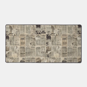 Rustieke Vintage Krantenpatchworkcollage Bureaumat